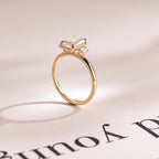 Solid Gold Emerald Cut Moissanite Engagement Ring, Dainty Cluster Promise Ring
