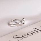 Solid Gold Half Eternity Round Moissanite Engagement Ring, Anniversary Gift for Wife