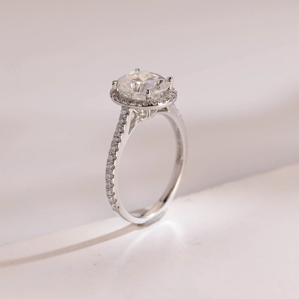 Solid Gold Oval Moissanite Engagement Ring with Ruby & Emerald (Copy)