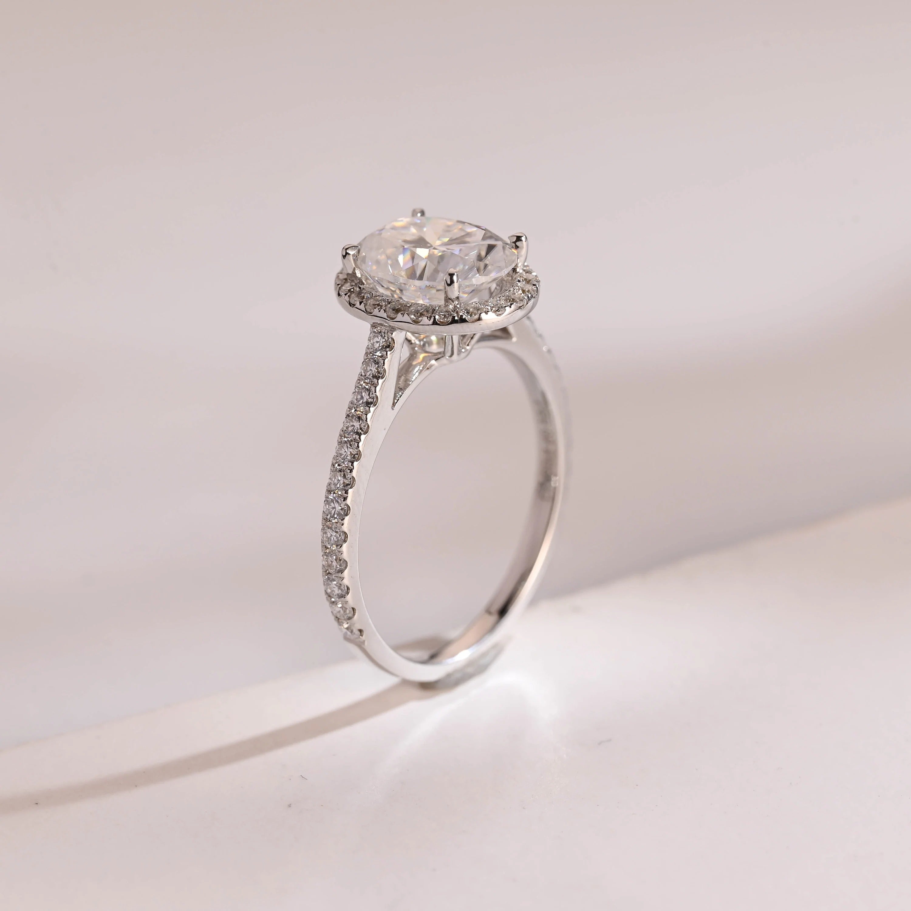 Solid Gold Oval Moissanite Engagement Ring with Ruby & Emerald (Copy)