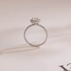 Solid Gold Sunflower Round Moissanite Engagement Ring, Half Eternity Promise Ring