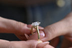 Solid Gold Two Tone Marquise Moissanite Engagement Ring, Unique Proposal Ring