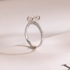 Solid Gold Marquise Cut Moissanite Engagement Ring with Hidden Halo