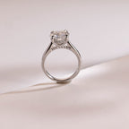 Solid Gold Round Cut Moissanite Engagement Ring with Hidden Halo
