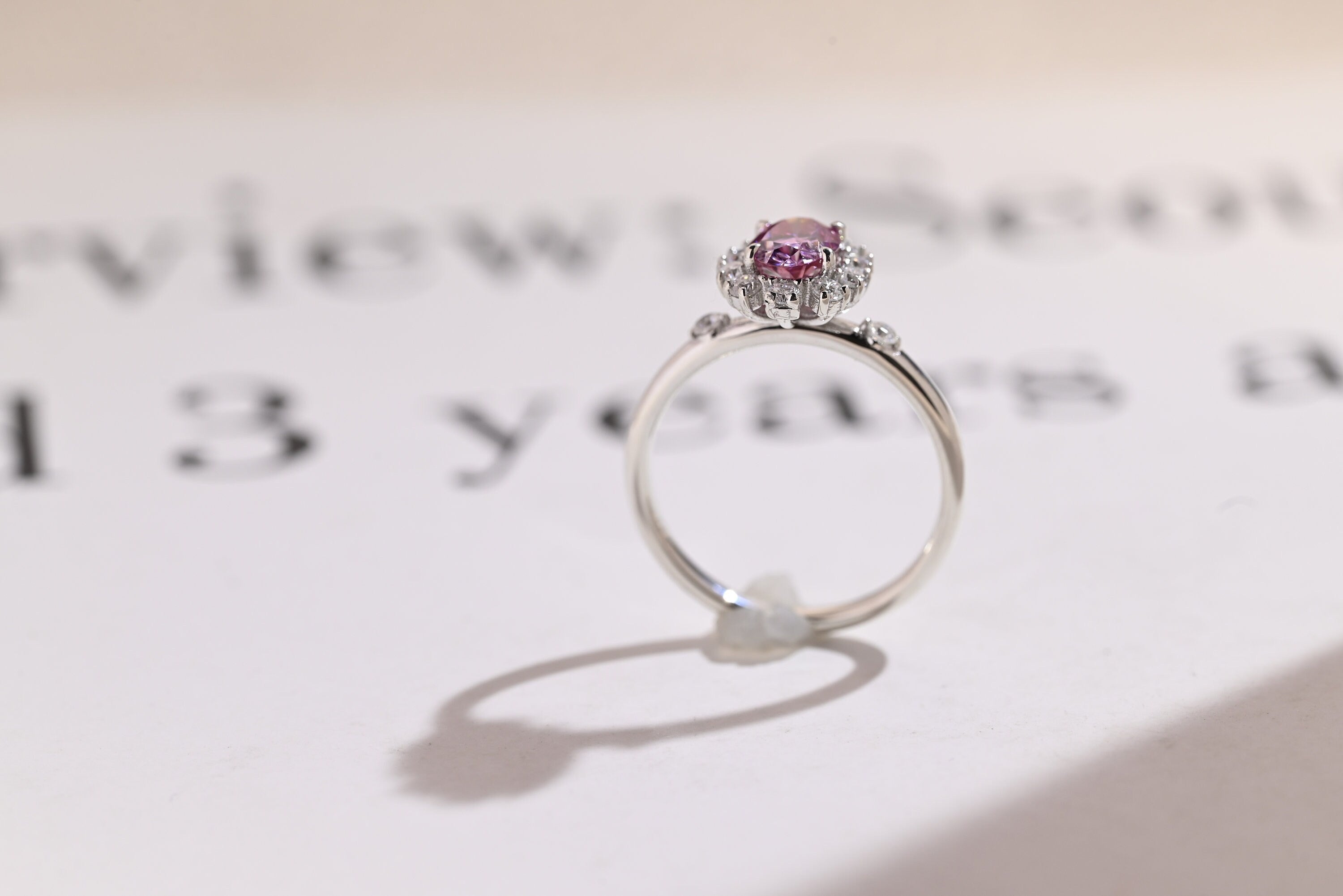 Solid Gold Oval Cut Moissanite Purple Sapphire Engagement Ring