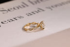 Solid Gold Oval Moissanite Engagement Ring, Twisted Band Half Eternity Bridal Ring