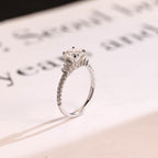 Solid Gold Round Moissanite Engagement Ring, Half Eternity Promise Ring