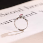 Solid Gold Pear Cut Purple Lab Grown Sapphire Engagement Ring, Split Shank Promise Ring