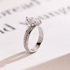 Solid Gold 4mm Wide Band, Marquise Moissanite Engagement Ring