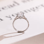 Solid Gold Half Eternity Marquise Cut Moissanite Engagement Ring, Proposal Ring