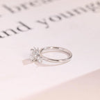 Solid Gold Round Moissanite Engagement Ring, Nature Inspired Proposal Ring