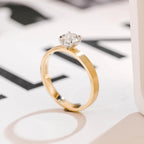 Solid Gold Moissanite Engagement Ring, 3MM Width Minimalist Ring