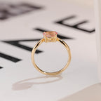 Solid Gold Oval Cut Moissanite Pink Sapphire Engagement Ring, Promise Ring