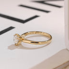 Solid Gold Tulip Flora Round Cut Moissanite Engagement Ring, Cathedral Ring