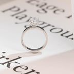 Solid Gold 4mm Band Oval Cut Moissanite Engagement Ring, Promise Ring