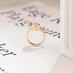 Solid Gold Pear Moissanite Engagement Ring with Bezel, Minimalist Hammer Ring