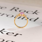 Solid Gold Cluster Round Cut Pink Moissanite Sapphire Engagement Ring