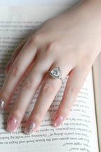 Solid Gold Trillion Cut Moissanite Engagement Ring, Halo Triangle Wedding Ring
