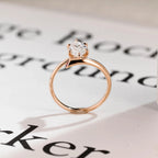Solid Gold Marquise Cut Moissanite Engagement Ring, Open Shank Ring