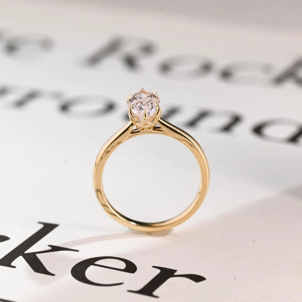 Solid Gold Tulip Floral Marquise Moissanite Engagement Ring