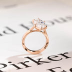 Solid Gold Dutch Marquise Moissanite Ring, Timeless Engagement Ring