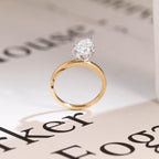 Solid Gold Two Tone Pear Cut Moissanite Engagement Ring, Unique Anniversary Ring