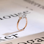 Solid Gold Two Tone Princess Cut Moissanite Engagement Ring, Proposal Ring