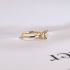 Solid Gold Three Stone Ring, Round Cut Moissanite Engagement Ring