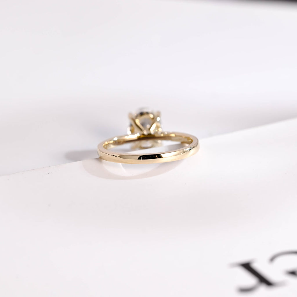 Solid Gold Oval Cut Moissanite Engagement Ring with Black Moissanite Hidden Halo