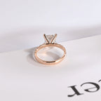 Solid Gold Princess Cut Moissanite Engagement Ring, Anniversary Gift for Her