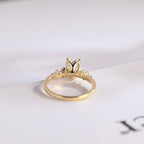Solid Gold Oval Cut Moissanite Engagement Ring, Promise Ring