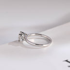 Three Stone Round Moissanite Engagement Ring, Solid Gold Dainty Anniversary Ring