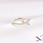 Solid Gold Two Tone Princess Cut Moissanite Engagement Ring, Anniversary Gift for Her