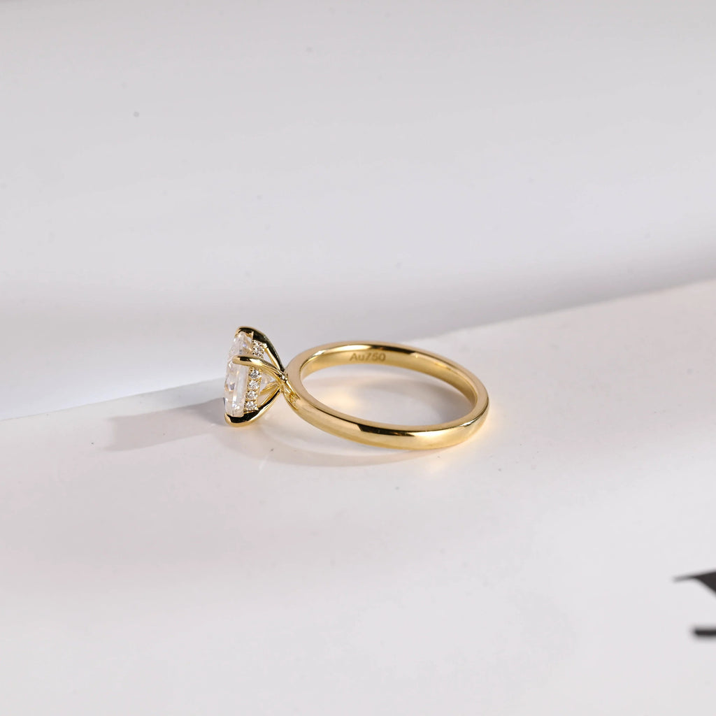 Solid Gold Princess Cut Moissanite Engagement Ring, Promise Ring