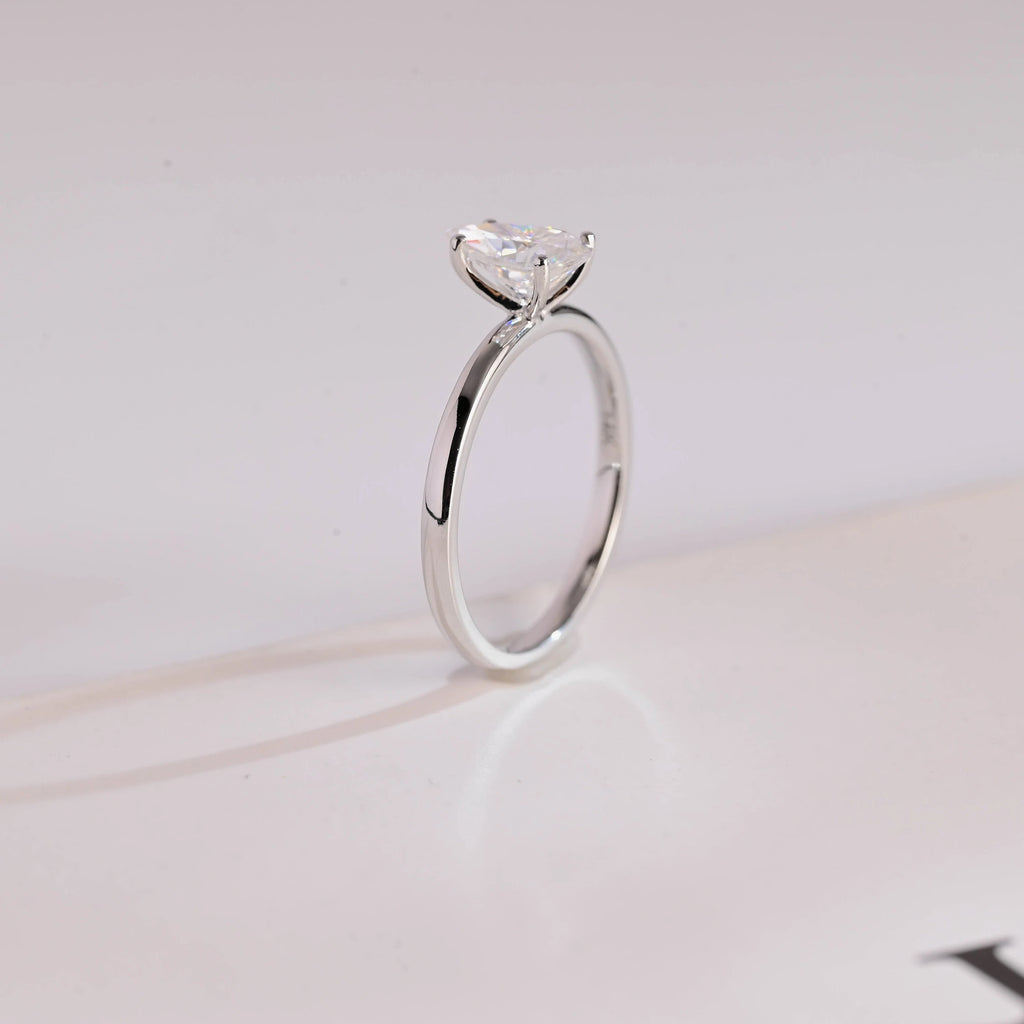 Solid Gold Pear Cut Moissanite Engagement Ring,