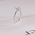 Solid Gold Pear Cut Moissanite Engagement Ring with Side Stone