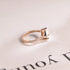 Solid Gold Pear Cut Moissanite Engagement Ring, Half Pave Proposal Ring