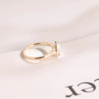 Solid Gold Pear Moissanite Engagement Ring, Flower Halo Promise Ring for Her