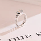 Solid Gold Pear Cut Moissanite Engagement Ring, Double Band Ring