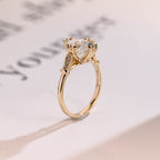 Solid Gold Oval Moissanite Engagement Ring, Filigree Wedding Ring