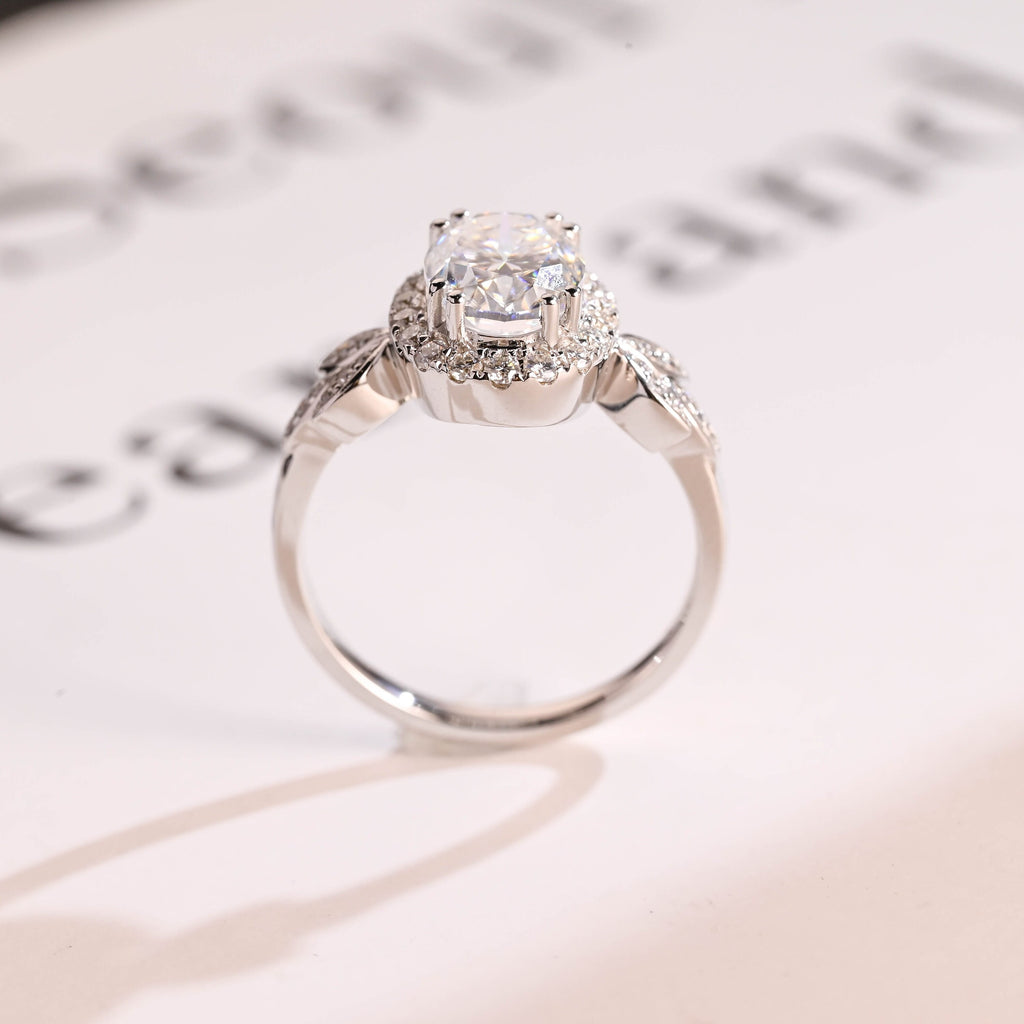 Solid Gold Oval Cut Moissanite Engagement Ring, Wedding Ring