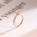 Solid Gold Pear Cut Moissanite Engagement Ring, Half Pave Proposal Ring