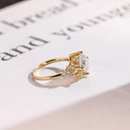 Solid Gold Princess Cut Moissanite Engagement Ring, Custom-Made Ring Available