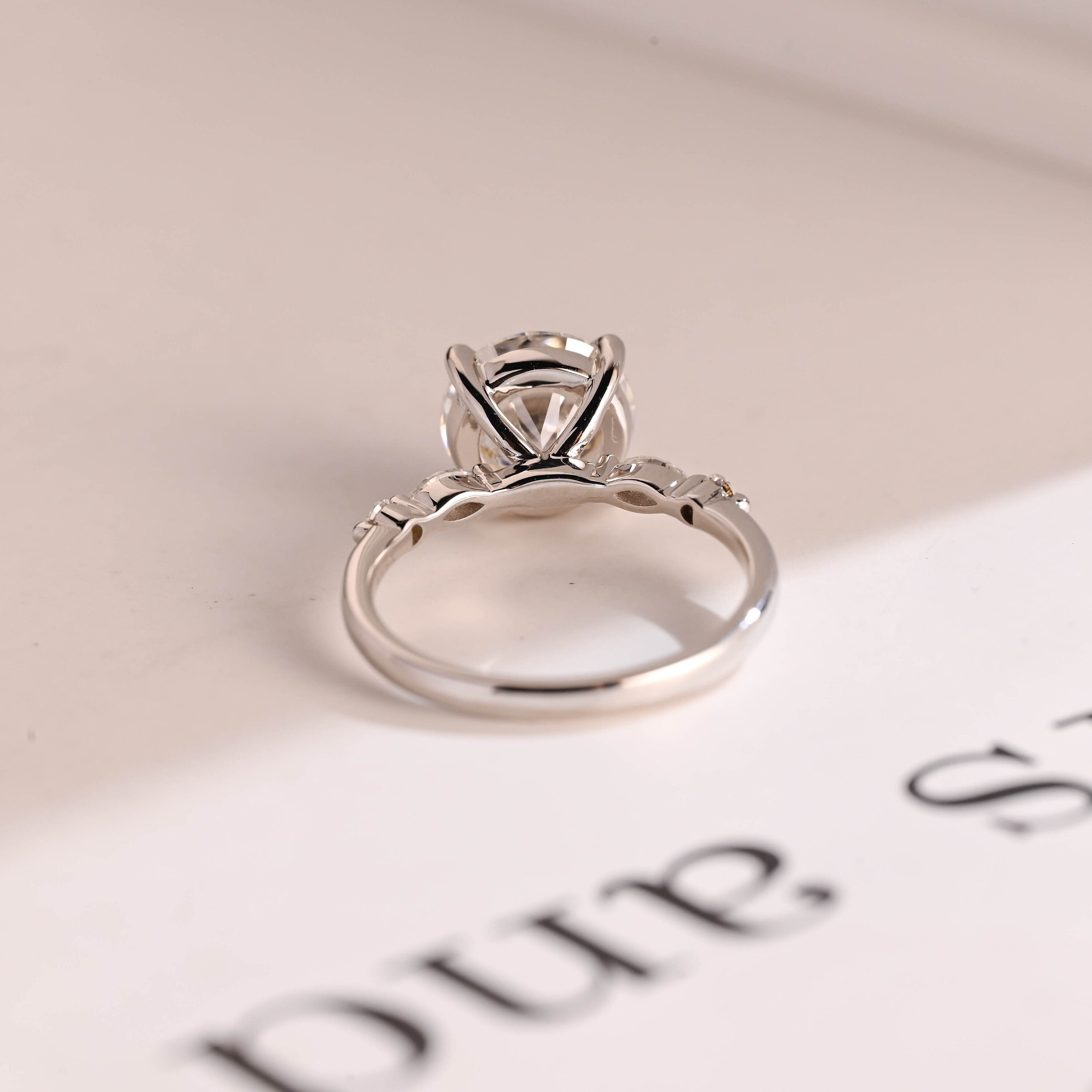 Solid Gold Round Moissanite Engagement Ring, Promise Ring for Her