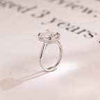 Solid Gold Double Claws Emerald Cut Moissanite Engagement Ring, Anniversary Gift