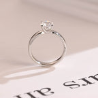 Solid Gold Minimalist Round Moissanite Engagement Ring, 3.5mm Width Band Ring