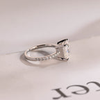 Solid Gold Half Eternity Princess Cut Moissanite Engagement Ring, Promise Ring