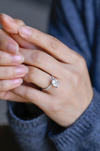 Solid Gold Crushed Ice Elongated Oval Moissanite Engagement Ring