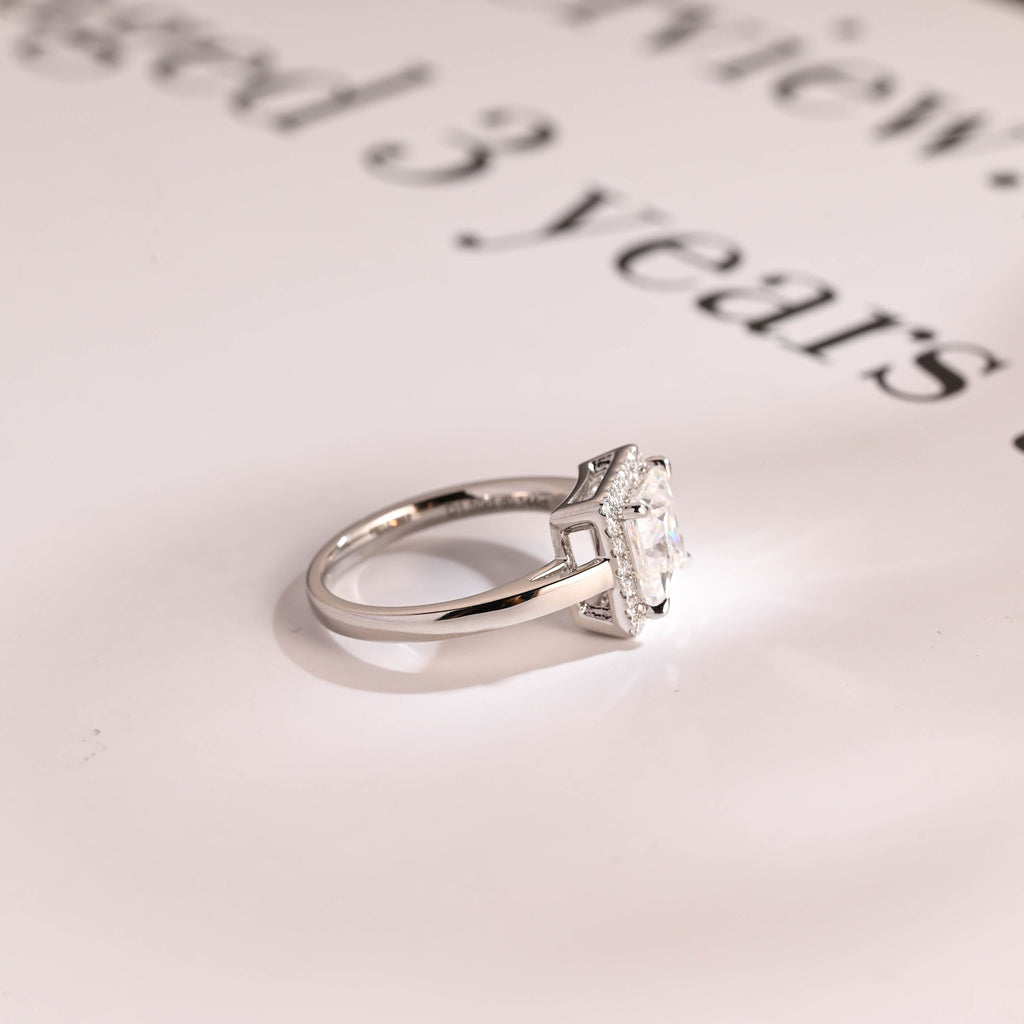Solid Gold Princess Cut Moissanite Engagement Ring, Promise Ring