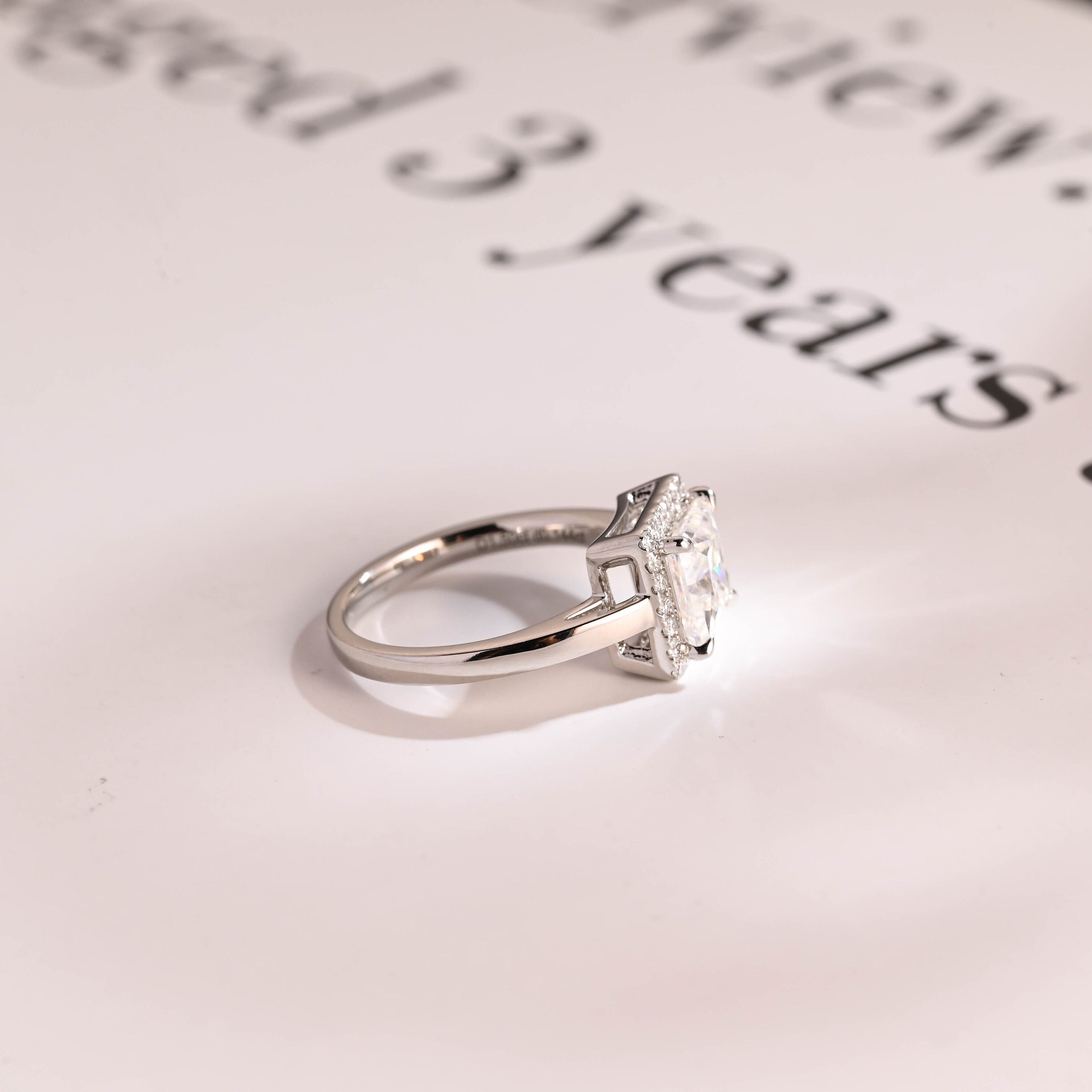 Solid Gold Princess Cut Moissanite Engagement Ring, Promise Ring